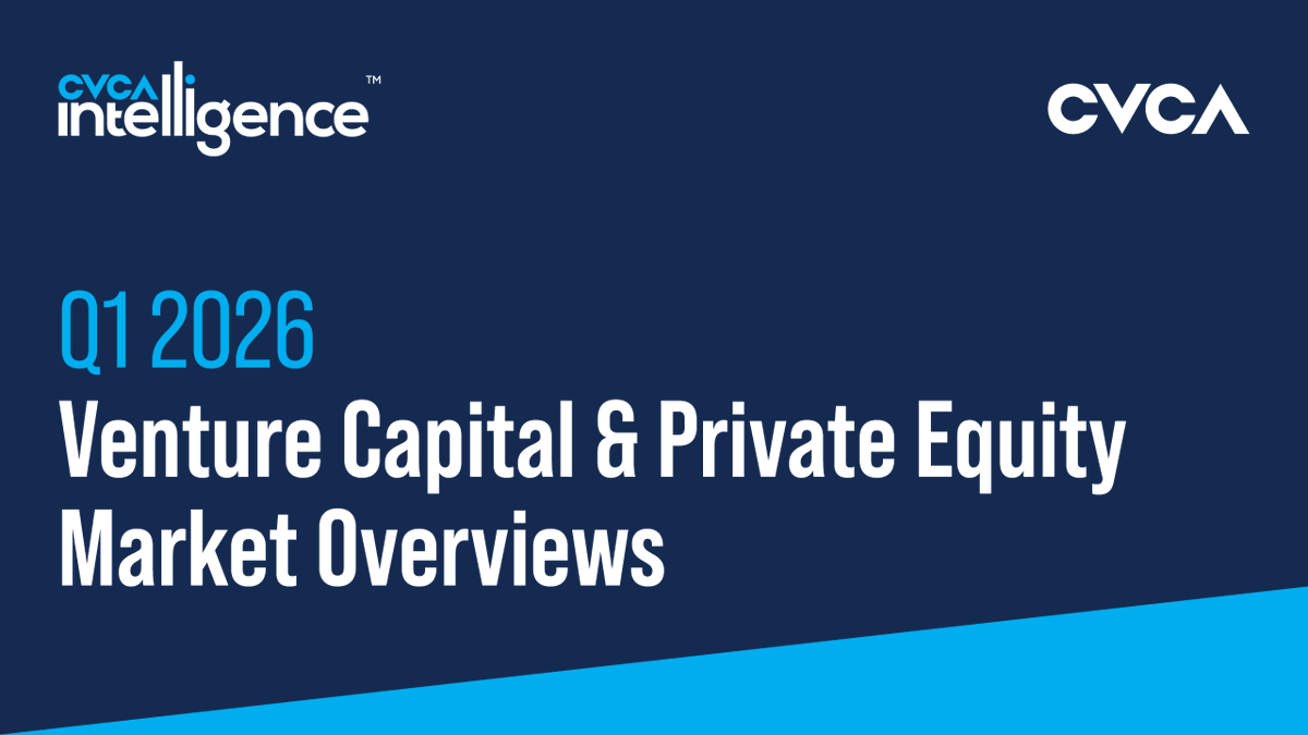 cvca's tweet photo. JUST RELEASED: CVCA's Q1 2026 VC and PE Market Overviews.

🆕 Now live as interactive reports on the CVCA Intelligence Platform. Explore the data behind each chart and dive into detailed breakdowns by sector, stage, and region. Members and subscribers get deal data and export.

VC: $936.3M, 104 deals. Lowest deal count since 2017.
PE: $3.86B, 138 deals. Mining + Oil & Gas: 54.5% of capital.

https://t.co/WgWCmGBGEj
