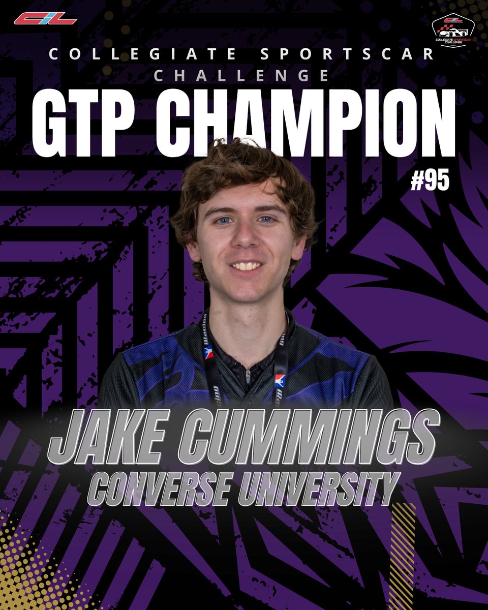 CollegeiRacing's tweet photo. The GTP class in the Collegiate Sportscar Challenge brought speed, consistency, and close competition throughout the season. Jake Cummings of Converse University finishes on top with 247 points, with Jonathan Ocasio of Kentucky University close behind at 241, and Thomas Crump of Clemson University rounding out the podium with 195. Congratulations to these three drivers for leading the field in one of the league’s premier multiclass categories.