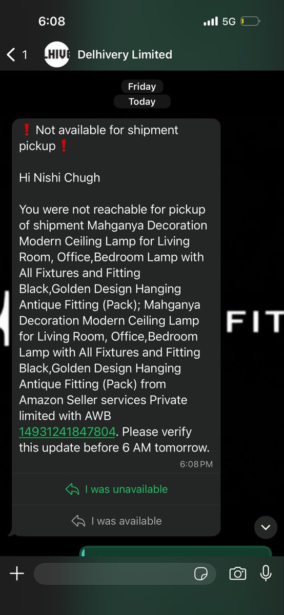 nishichugh's tweet photo. @delhivery what’s the point of any communication if nobody is coming to pick up, no one calls or rings the door bell? This has already happened 6times this week. There is no way to contact your customer service. What to do? Please help! https://t.co/jLKb4LhftX