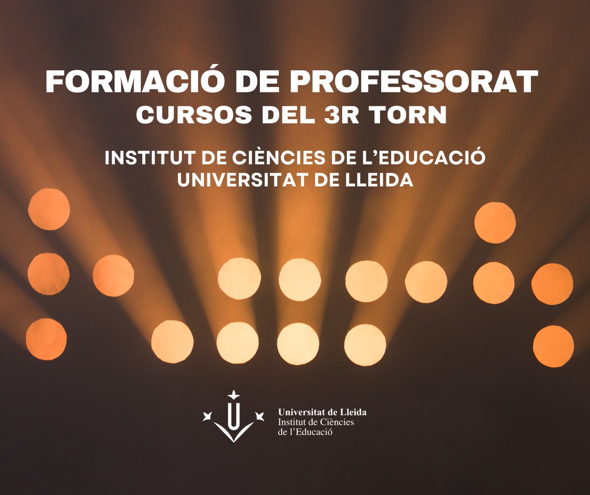 IceUdl's tweet photo. Cursos de formació de professorat de l’ICE de la @UdL_info ☀️

Compartim l’oferta de cursos de formació del 3r torn que hem organitzat des de l’ICE de la UdL, amb la col·laboració d'@educaciocat, i que durem a terme de l’1 al 15 juliol de 2026 👀 

ℹ️https://t.co/tS5rhkz64f https://t.co/kBrc7DavYy
