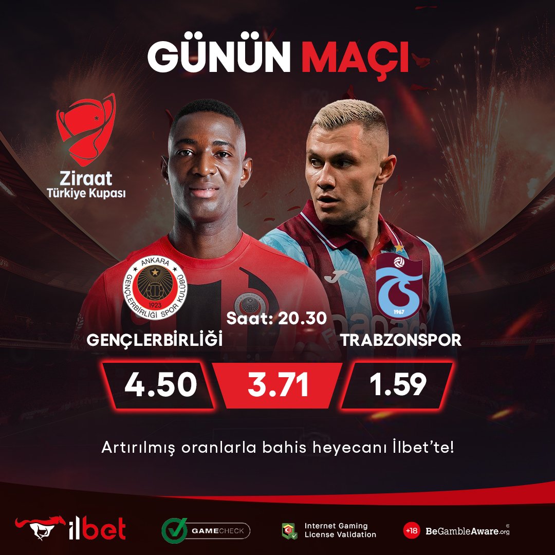ildestek2's tweet photo. 👑 Ziraat Türkiye Kupası'nda Günün Maçı: Gençlerbirliği vs Trabzonspor

⚽️ Mücadeleye özel avantajlı oranlar, canlı bahis seçenekleri ve kesintisiz heyecan İlbet’te seni bekliyor! https://t.co/1mHU6rXiOE