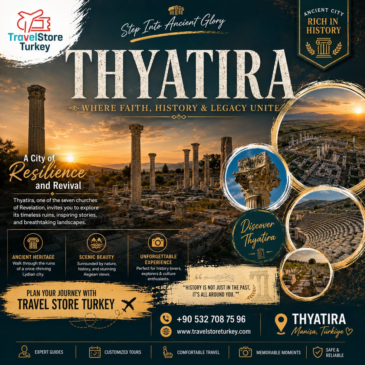 TravelStoreTr's tweet photo. Walk through the ancient streets of Thyatira Ancient City, one of the sacred Seven Churches of Revelation in Türkiye 🇹🇷 Discover Roman ruins, early Christian history, ancient mosaics, and biblical heritage in the heart of Akhisar. Thyatira is a hidden gem for Christian pilgrims, history lovers, and travelers exploring biblical Türkiye.

Experience the best private & small group Seven Churches tours with Travel Store Turkey

More info:https://t.co/xNaMzretC5
#Thyatira #SevenChurches #BiblicalTurkey #ChristianTours #TravelStoreTurkey #AncientCity #TurkeyTours #BiblicalTravel #FaithTravel #TurkeyTrips