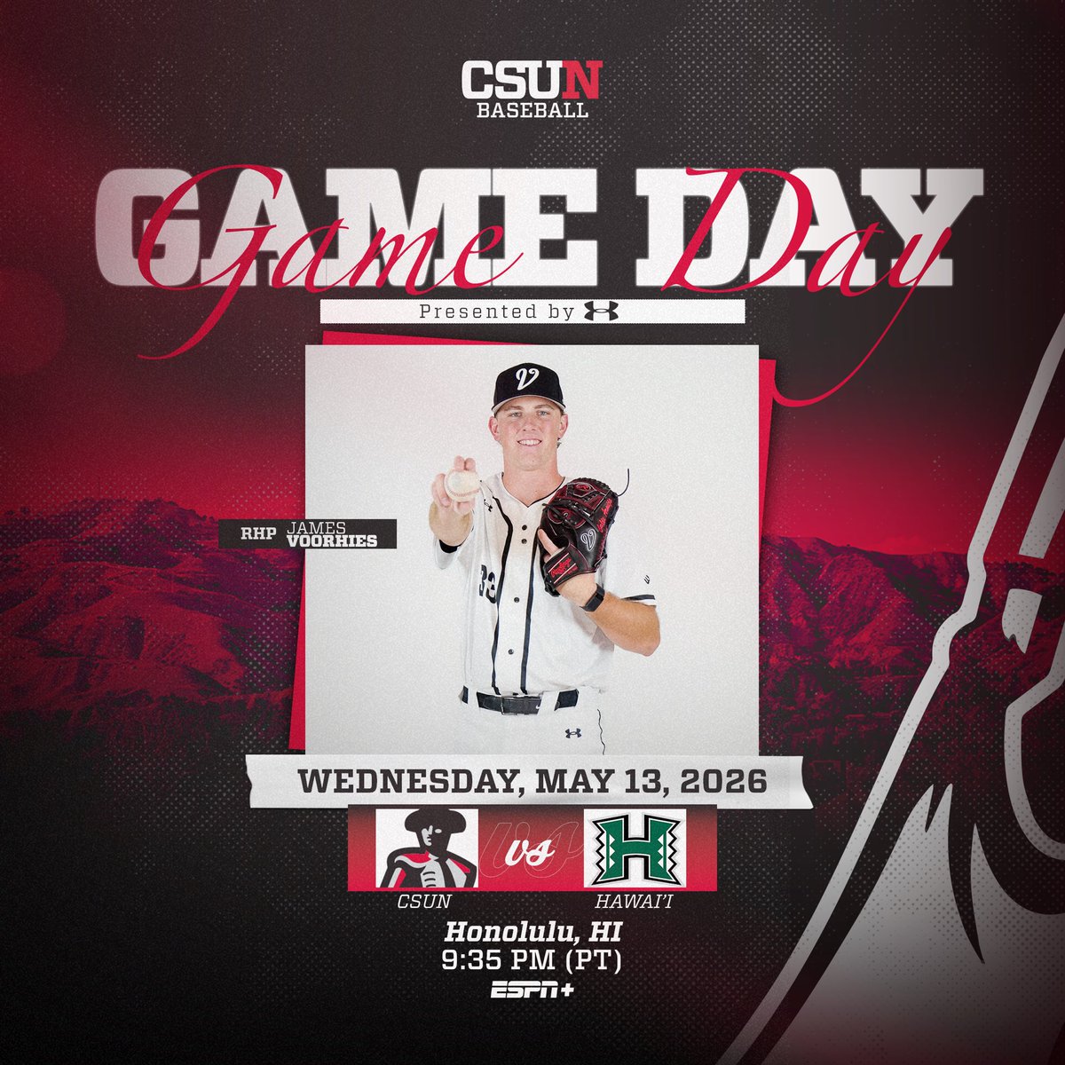 CSUNBaseball's tweet photo. Series Opener on the Island 🏝️

🆚 Hawai’i
⏰ 9:35 p.m.
📍 Les Murakami Stadium
📺 ESPN+
💻 https://t.co/bmqu9lTqKI
📊 https://t.co/6y6pY2IxkG

#GoMatadors https://t.co/HXAIvrpX6G