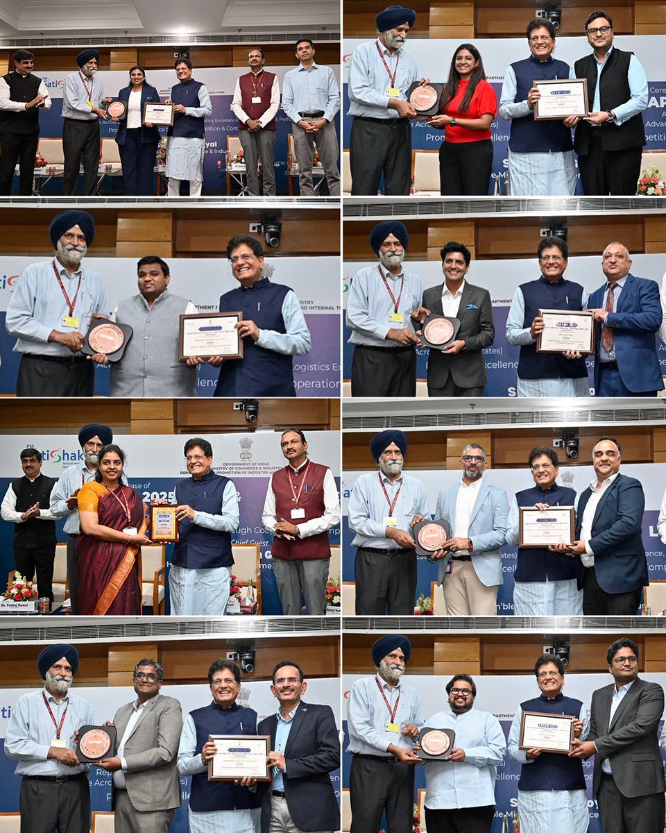 PiyushGoyal's tweet photo. Released the Logistics Ease Across Different States (LEADS) 2025 Report and presented the Logistics Excellence, Advancements and Performance Shield (LEAPS) Awards 2025.

Logistics remains one of the key pillars of infrastructure growth. In my address, I highlighted the need to reduce logistics costs, improve efficiency and enhance competitiveness.

Also, reaffirmed the Modi Government’s commitment towards ease of doing business reforms and decriminalisation measures aimed at enabling businesses to grow, boost exports and attract greater investments. 

📖 https://t.co/g2apJmTQ1y