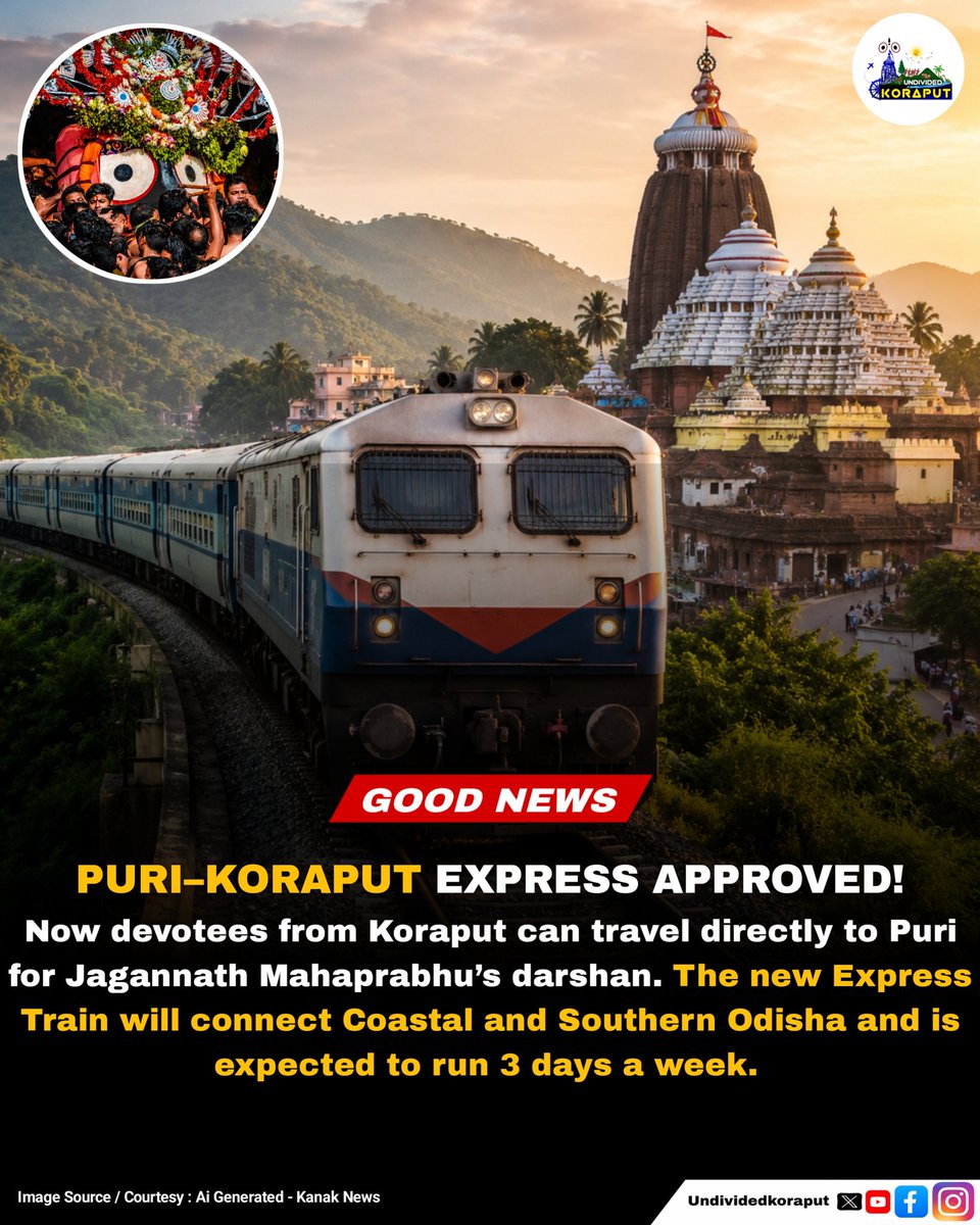 UDKoraput's tweet photo. Thank you @CMO_Odisha @AshwiniVaishnaw @narendramodi @RailMinIndia 🙏 https://t.co/8H4hJxB92p