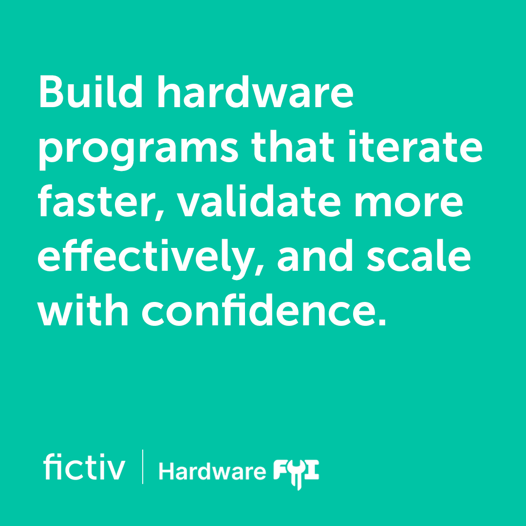 fictiv's tweet photo. On paper, hardware development looks linear: EVT → DVT → PVT.

But great hardware teams know the process needs to evolve with the product, manufacturing risk, and pace of development.

We partnered with @hardwarefyi on a free guide to modern stage-gate development.

🏭 Frameworks beyond traditional EVT–DVT–PVT
⚡ Reducing risk without slowing innovation
🔁 Combining iteration with rigorous validation

Check it out: https://t.co/rp32RR1Nzi