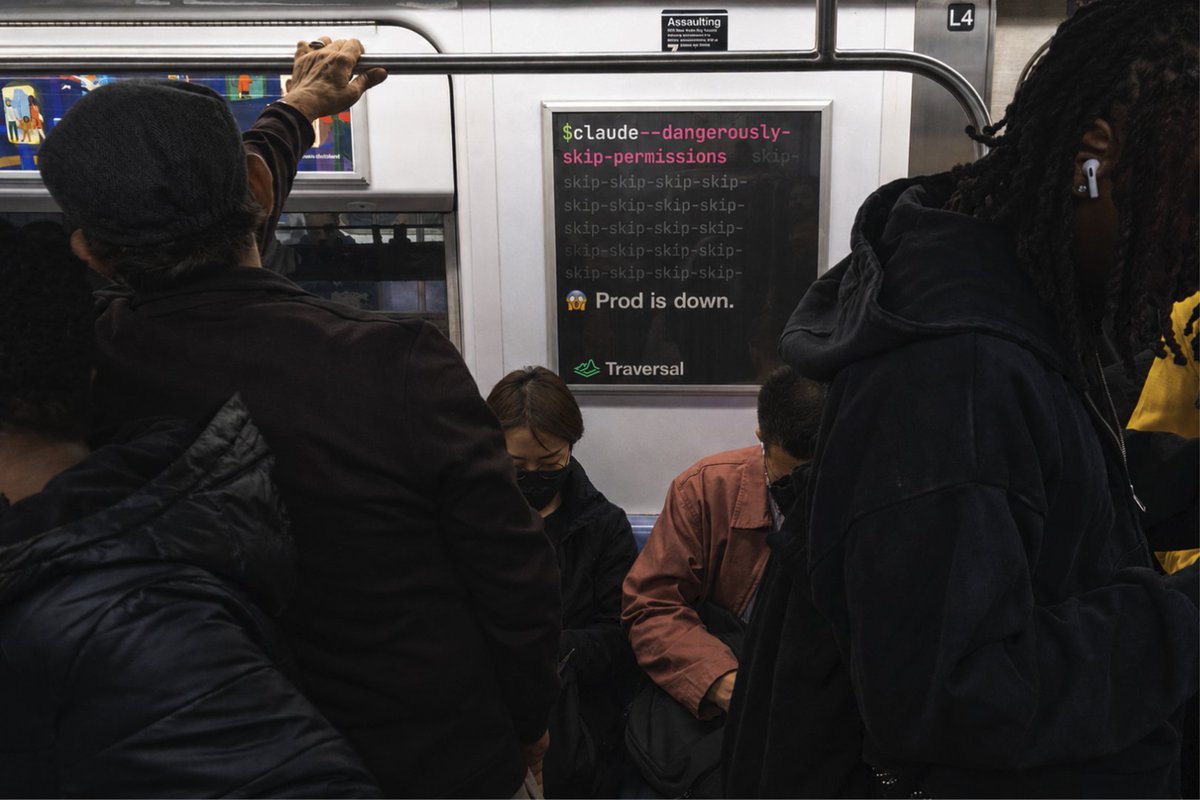 _anish_agarwal's tweet photo. What better place for @traversal_ai 's first out-of-home campaign than the central nervous system of NYC: the subway system. When it’s down, the whole city comes to a halt.

Production plays the same role for our customers. When it goes down, their business stops.

We’re proud New Yorkers, and proud that teams rely on Traversal when their systems are on the line.
