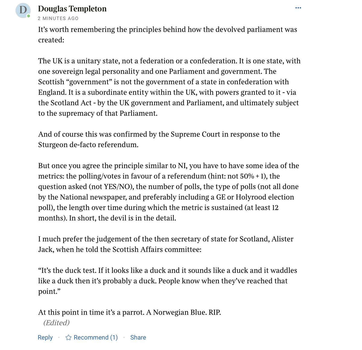 Captn_Beefheart's tweet photo. @AgentP22 Excellent response here from Times online comments section re devolution...
🇬🇧 https://t.co/UjxHn0j6NY