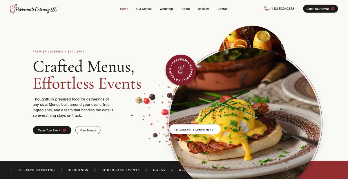 thestacklife's tweet photo. new hero section concept for a catering website redesign https://t.co/ClDtBhiUDT