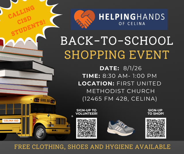 CelinaISD's tweet photo. Sign up today for the Helping Hands Back-to-School Shopping Event! https://t.co/WyMGpns7YP
