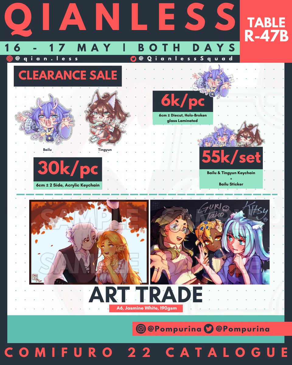 pompurina's tweet photo. 🦊Fandoms:
- Honkai Star Rail (HSR)

I also have arts to trade! Please visit our booth!
- DnD ship with @Murr15_ (DnD)
- My sona with my OCs (Original)

Thank you for browsing my catalogue! Support my tablemates also in  @QianlessSquad !
Love you lots ✨💖 https://t.co/xoGtlxTOHA