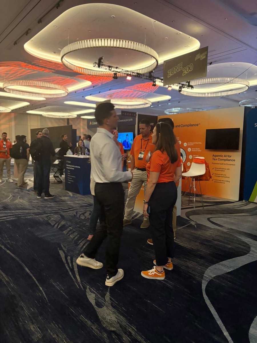 avalara's tweet photo. #DynamicsCon, thank you for a great opening reception! 

Meet us at booth 215 to learn how you can use AI to streamline tax workflows directly within Microsoft Dynamics. https://t.co/SmKuPphgG1