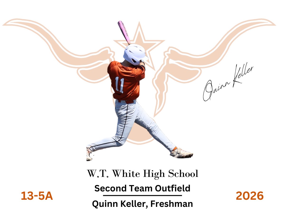 WTWhiteBaseball's tweet photo. District 13-5A
2ND TEAM OF
Quinn Keller

@WTWHighSchool @WTWLonghorns
@ClubWtw @dallasathletics https://t.co/gac9VjDIvO