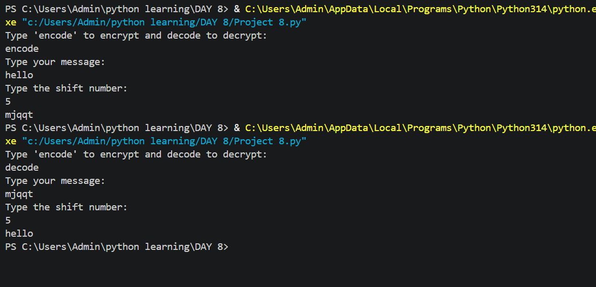 SamX12345's tweet photo. This is day 8 of my #100daysofcode. I created the caeser cipher and this was quite difficult for me to wrap my head around, but I made it work nonetheless.
I couldn't post for the past two days due to some tests and school projects I have had to do this week #Python #coding https://t.co/O1e4WBsi69