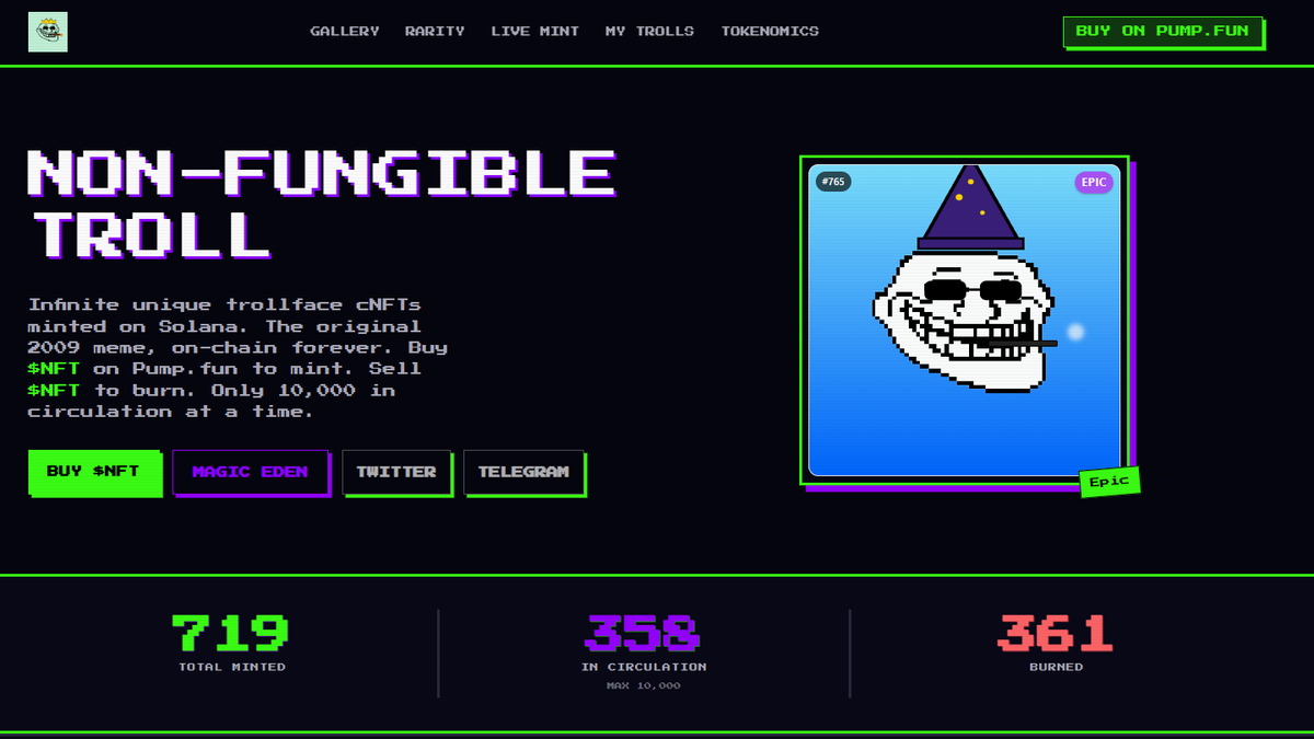 Non-Fungible Troll | $NFT tweet media