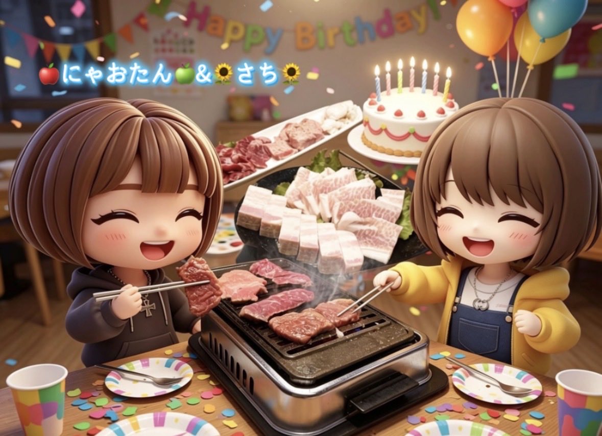 ₊*̥(* ⁰̷̴͈꒨⁰̷̴͈)‧˚₊*̥꒳ᵒ꒳💖 美味しそう🤤 バースデー焼肉