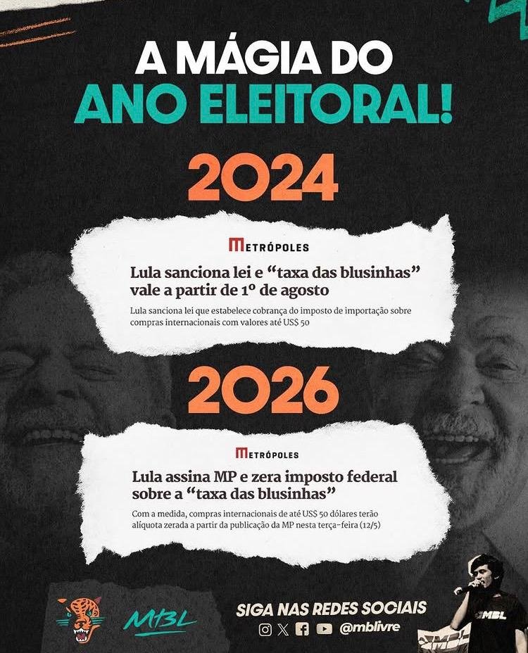 MBLivre's tweet photo. A magia do ano eleitoral https://t.co/vOHPXEgFqd