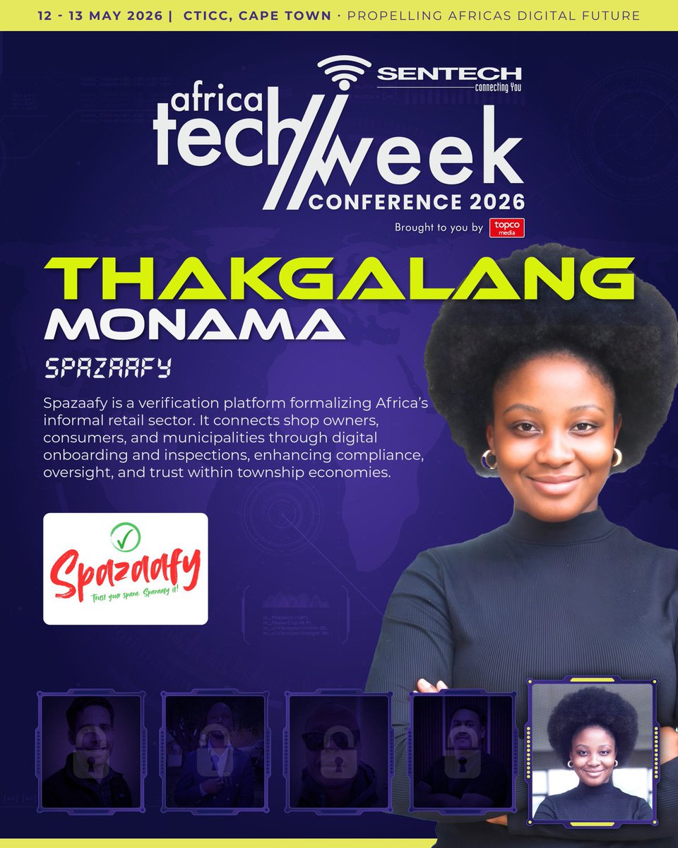 AfricaTechWeek's tweet photo. Our 5th and final #ATW2026 Pitching Den contestant is on stage nowππ
Thakgalang Monama aims to regulate the informal retail sector with Spaazify ποΈ
πCatch the closing pitch here - https://t.co/WwPcdcRxZn
#SentechAfricaTechWeek #TopcoMedia https://t.co/cTdmgIIeLf