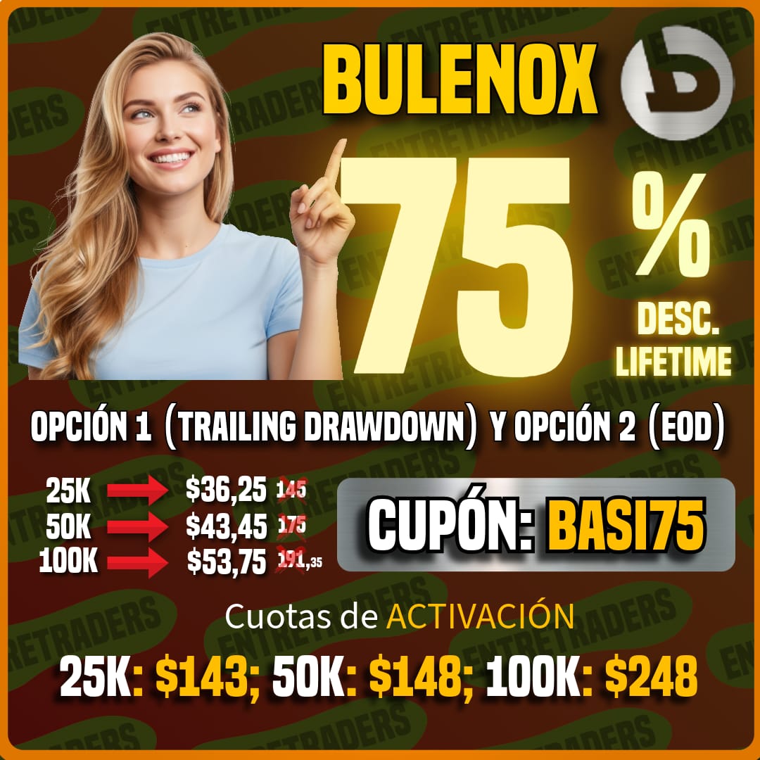 entretraders's tweet photo. ✅DESCUENTO BULENOX 75% OFF LIFETIME OPC. 1 (TRAILING) Y OPC. 2 (EOD) CUPON BASI75  
https://t.co/m6qdSwBrwD

*Te resuelvo tus dudas por aquí 👇
https://t.co/viNJGGT8um 

#bulenox #propfirm #ninjatrader #trump #china #sp500 #USDT #DAYTRADING #DAYTRADER #BITCOIN #COLOMBIA #NQ100 https://t.co/lLSPpgXz5t