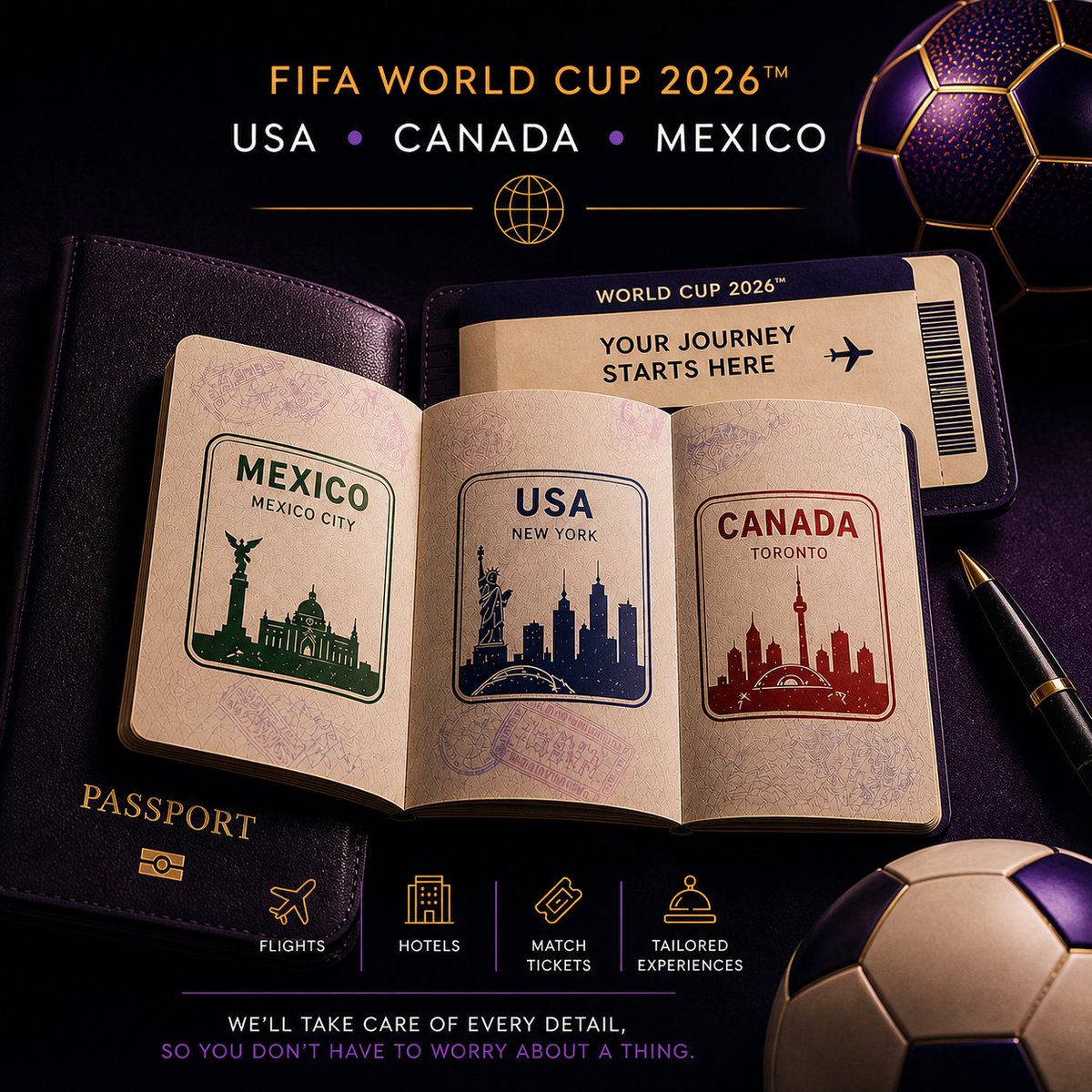 SimplexityTM's tweet photo. Is this the year football comes home?

The World Cup kicks off on 11 June in Mexico City when Mexico taking on South Africa in the opening match.​

From flights and hotels to match tickets, we can take care of every detail, so you do not have to worry about a thing! #WorldCup2026 https://t.co/3OE0RcDYVX
