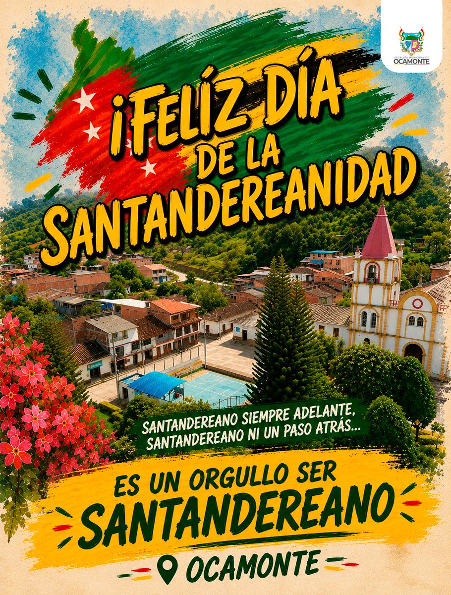 AdmOcamonte's tweet photo. Hoy celebramos con orgullo nuestras raíces, nuestra cultura y el carácter valiente que identifica a cada santandereano.

En este Día de la Santandereanidad, exaltamos la fuerza, la berraquera, la tradición y el amor por nuestra tierra que nos impulsa siempre a salir adelante. https://t.co/yQSsCTGMtE