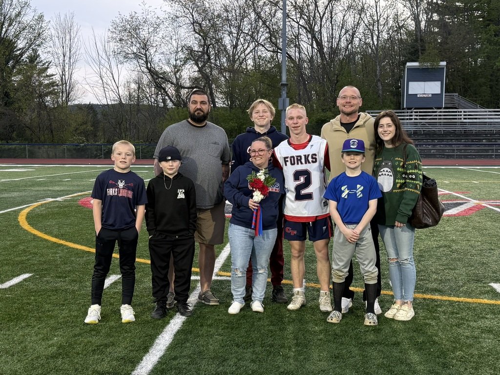 ForksAthletics's tweet photo. Boys Varsity Lacrosse: On Senior Night they defeated Elmira ND, 21-11. Scoring was lead by Joey O. with 7 goals &amp; 1 assist, followed by  Brody L. with 6 goals &amp; 5 assists. Thank you to our seniors for all their hard work. You have made Forks Nation proud! https://t.co/AbYK91t1oZ