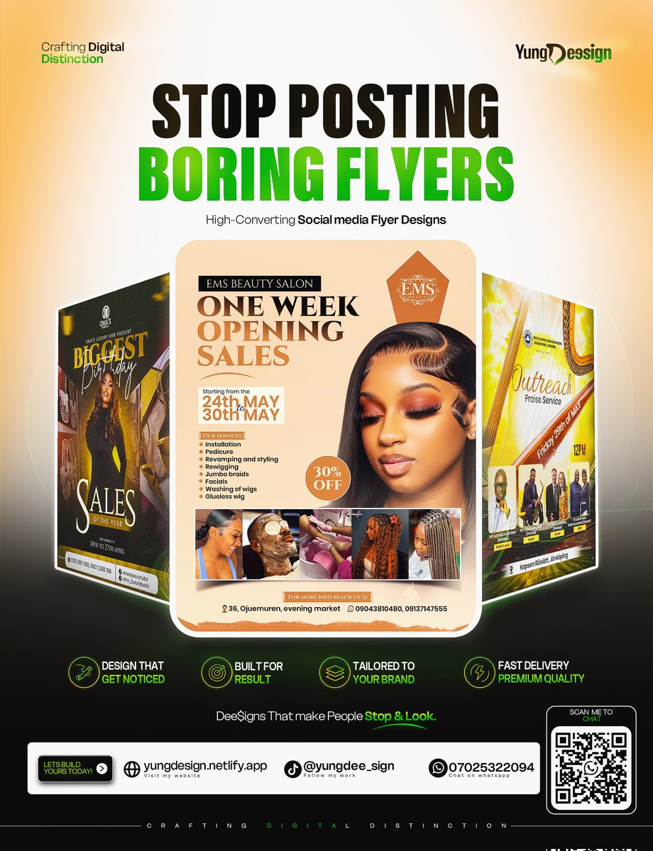 4yungdee_'s tweet photo. A boring flyer can make a good business look unserious.
But the right design?
It makes people pause, trust you, and WANT to buy.

This is the kind of energy I’m bringing back ✨
Bold. Clean. Premium. Attention-grabbing.
 #yungdee_sign #DesignAgency #fypシ゚viral #ViralDesign https://t.co/b6YRXKPYLO