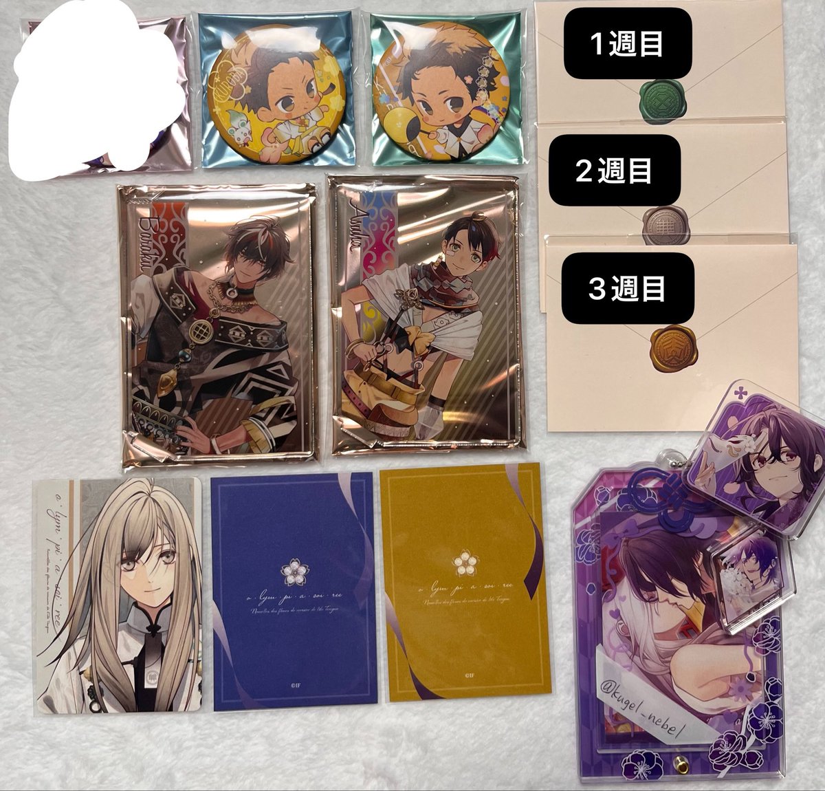 交換】オランピアソワレ オラソワ 展示会 アクスタ 缶バッジ 特典 前