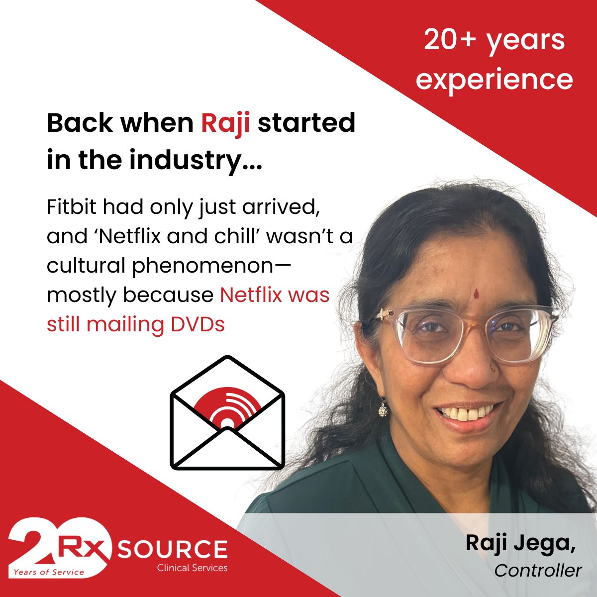rxsourceglobal's tweet photo. When Raji Jega started in the industry, Fitbit had only just arrived, and 'Netflix and chill' wasn't a cultural phenomenon - mostly because Netflix was still mailing DVDs. Click here to learn more about our experienced senior management team. https://t.co/Q6ukTpB6KT https://t.co/mw5GqXTwsA