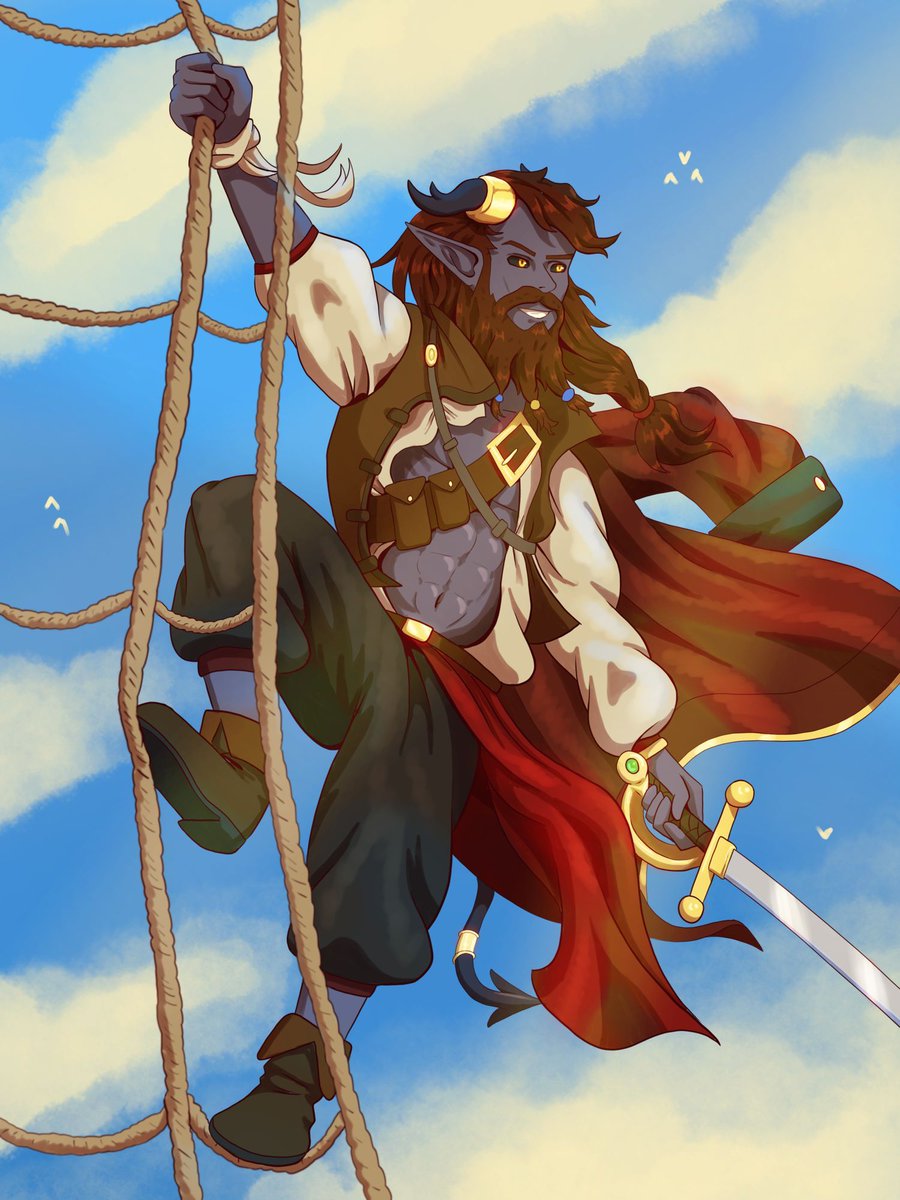 PatkusArt's tweet photo. Captain Gin is off to his next adventure - to find his favourite drink (rum)! 🏴‍☠️😈

This might be one of my favourite characters and I'm thinking of adding him as a regular character to my world 😅 https://t.co/fSYQWeLv2S