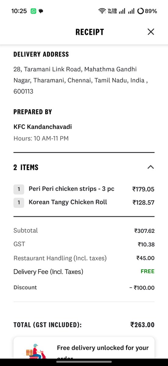 Sitharthan96's tweet photo. Pricing Discrepancy: On May 11, 2026, I purchased 3-piece Peri Peri Chicken Strips via a pickup order and was charged ₹141.14. However, for the exact same product ordered through the KFC App on April 14, 2026, I was charged ₹179.05.@kfc
@KFC_India https://t.co/dOoLO5Xih0