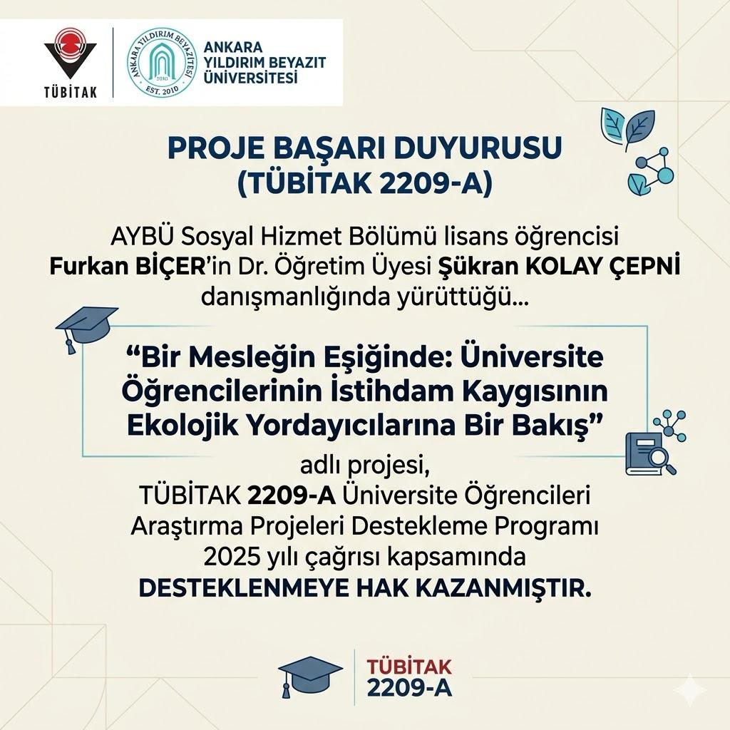 AYBUSHB's tweet photo. Güzel bir haber!
Lisans öğrencimiz Furkan BİÇER’in Dr. Öğr. Ü. Şükran Kolay Çepni danışmanlığında hazırladığı proje başvurusu Tübitak 2209-A Üniversite Öğrencileri Araştırma Projeleri Destekleme Programı 2025 yılı çağrısı kapsamında desteklenmeye hak kazanmıştır. https://t.co/E2YlU1vc7l