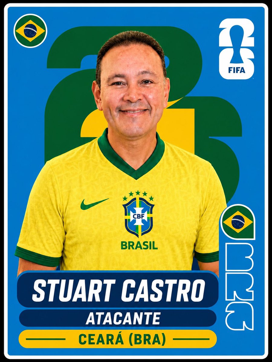 stuartcastro's tweet photo. Entrando na #trend no melhor estilo Copa do Mundo! 🇧🇷⚽️ Porque política também é feita com paixão, trabalho em equipe e amor pelo nosso Ceará. 💙💛💚

E aí, essa figurinha merecia entrar no álbum? 😄 https://t.co/VeQXkJwtfG