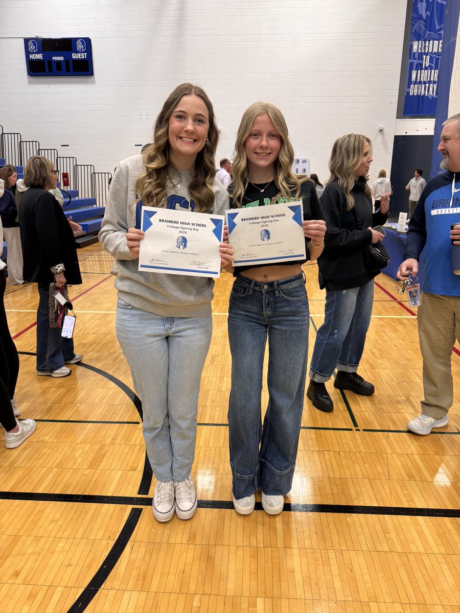 BrainerdGirlsBB's tweet photo. Congratulations to @AllisonThomes who is attending Mayville State to play basketball and @coraclough26 who is attending UND to compete in track!

@CometsWBB @UNDtrackfieldXC https://t.co/KKjHoHjv5z