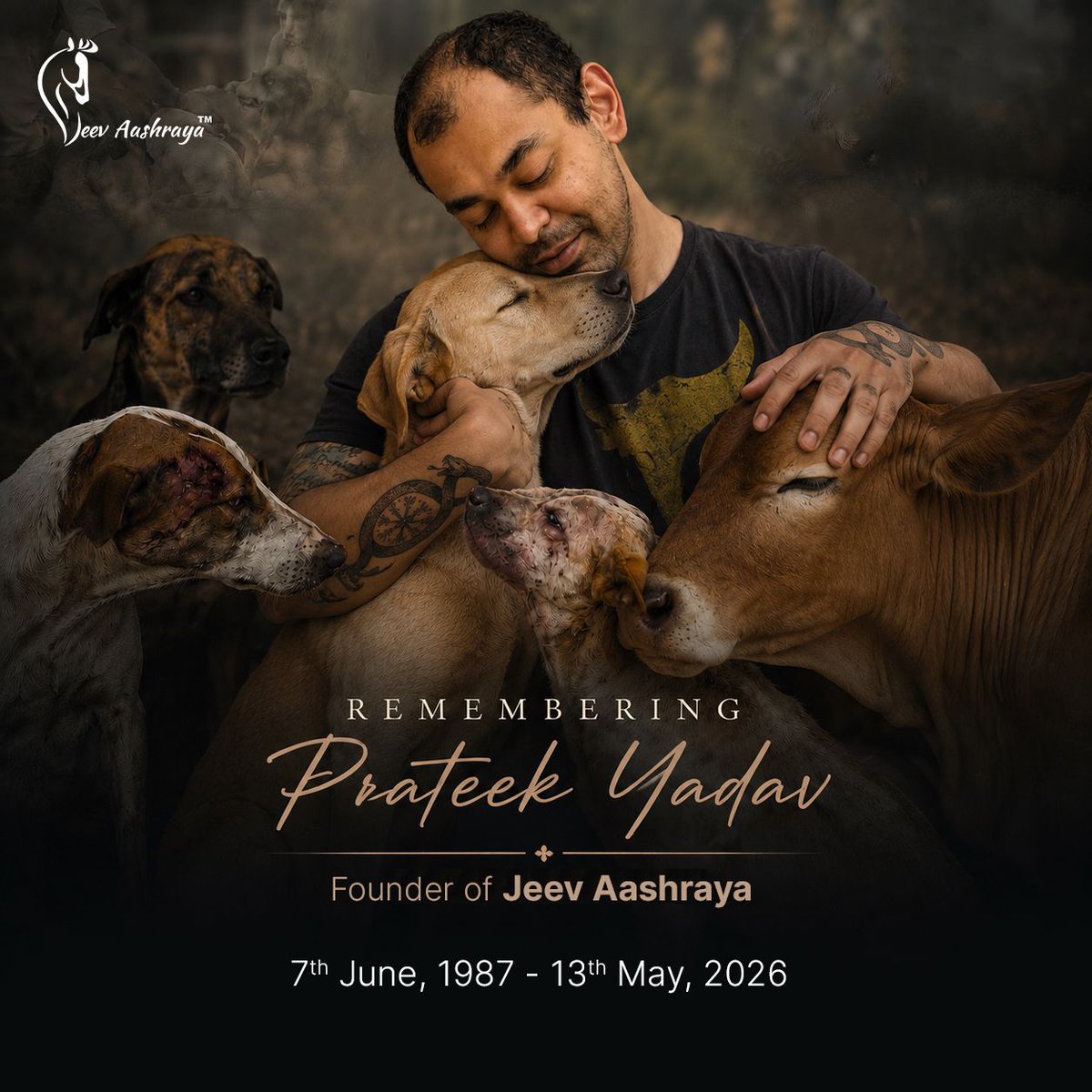 jeevaashraya's tweet photo. With profound sadness, we share that the founder of Jeev Aashraya, Shri Prateek Yadav is no longer with us physically. 🙏

For years, his life was dedicated to serving injured, abandoned, and helpless animals with compassion, courage, and humanity.
Please keep him in your prayers https://t.co/vciUZkku9U