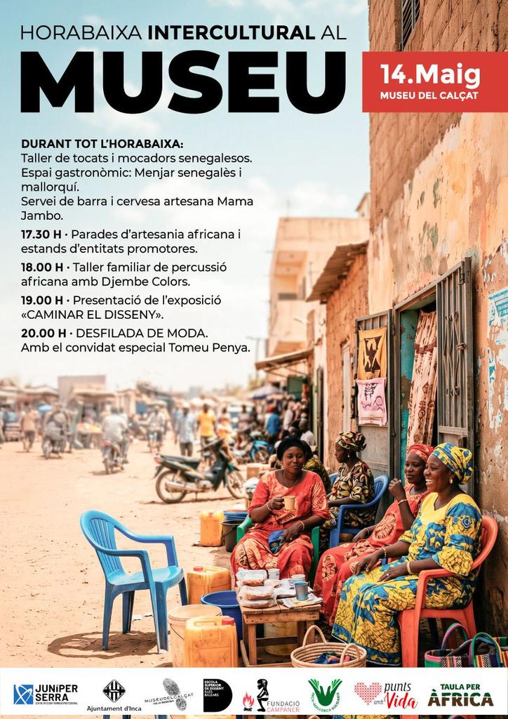 museuinca's tweet photo. El proper 14 de maig, el @museuinca acull una horabaixa intercultural amb música, gastronomia, artesania i moda, que inclou també la inauguració de l’exposició “Caminar el disseny”, un recorregut per les veus de Senegal i els camins d’Inca.

Vos hi esperam! https://t.co/JF2p5epBpC