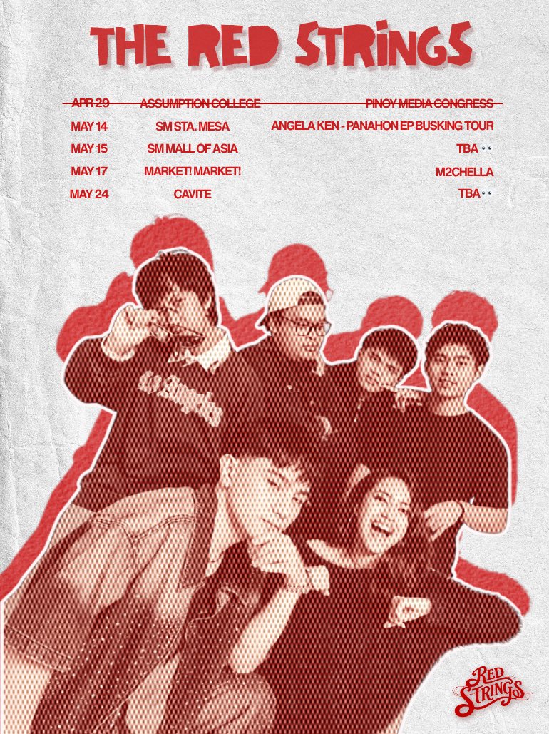 theredstringsph's tweet photo. ‼️ GIG SCHED ‼️

stay tuned for upcoming gigs and schedules friends 👀 kita kits soon !! #TheRedStrings https://t.co/IlbIykgrU3