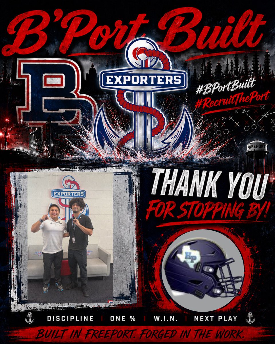 velasquezcoach's tweet photo. Every program needs athletes that are #BPortBuilt

@hputxfootball 
@CoachKnapczyk 

#AnchorDOWN https://t.co/gjRHQdQjuZ