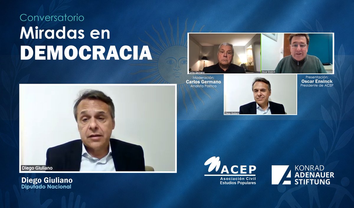 acepnacional's tweet photo. 🎙️ ACEP @KAS_Argentina  
Ciclo #MiradasEnDemocracia junto a @DiegoGiuliano  🇦🇷

Con la presentación de @OscarEnsinck  y la moderación de Carlos Germano, reflexionamos sobre los desafíos políticos y sociales de la Argentina actual.

📺 Reviví la charla 👉 https://t.co/xl3LYjL6BJ https://t.co/AWUAhpZdRk