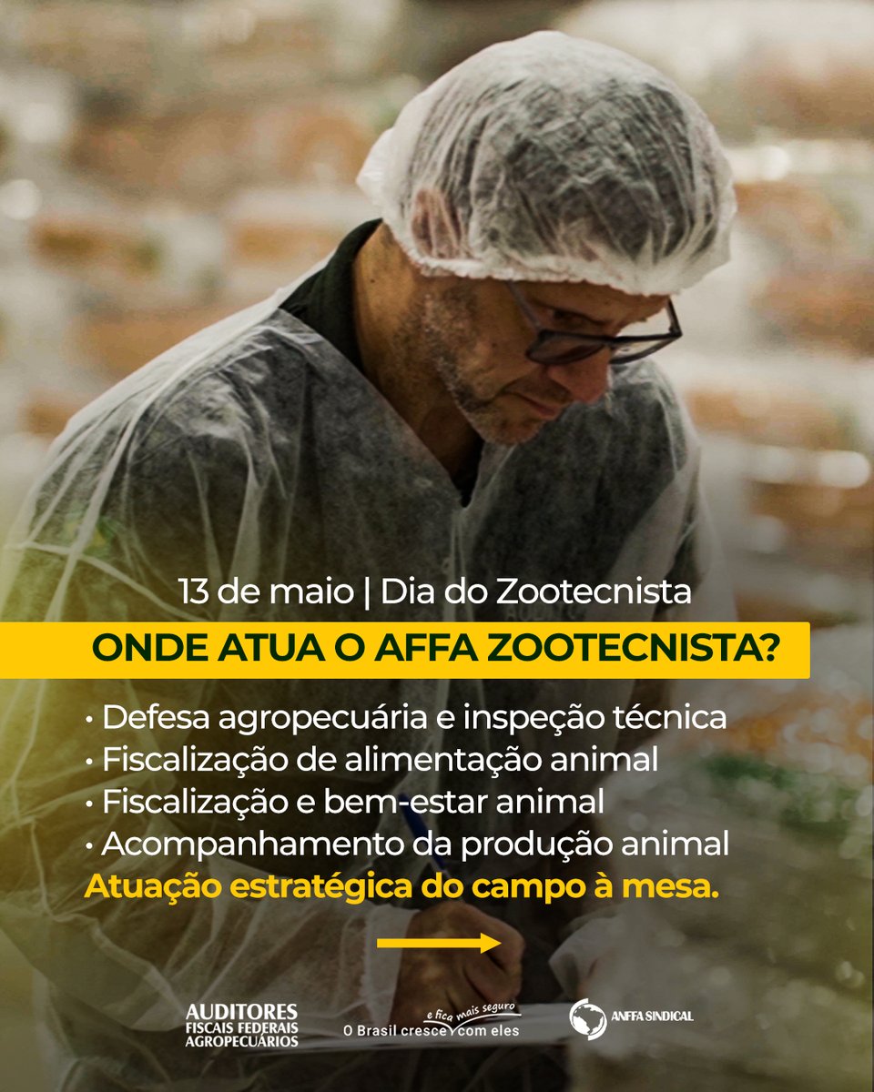 anffasindical's tweet photo. Os AFFAs Zootecnistas desempenham um papel estratégico no acompanhamento da produção, na fiscalização e no bem-estar anima.  O Anffa Sindical parabeniza todos os Zootecnistas.📷📷 #DiaDoZootecnista #Zootecnista #AFFA https://t.co/BI4YiXYMdM