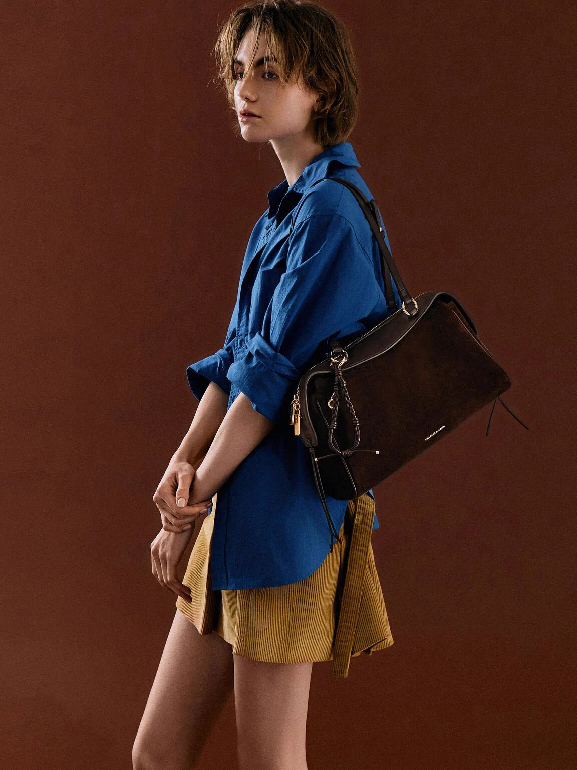 エスプレッソブラウン ショルダーバッグ CHARLES&KEITH Haylen