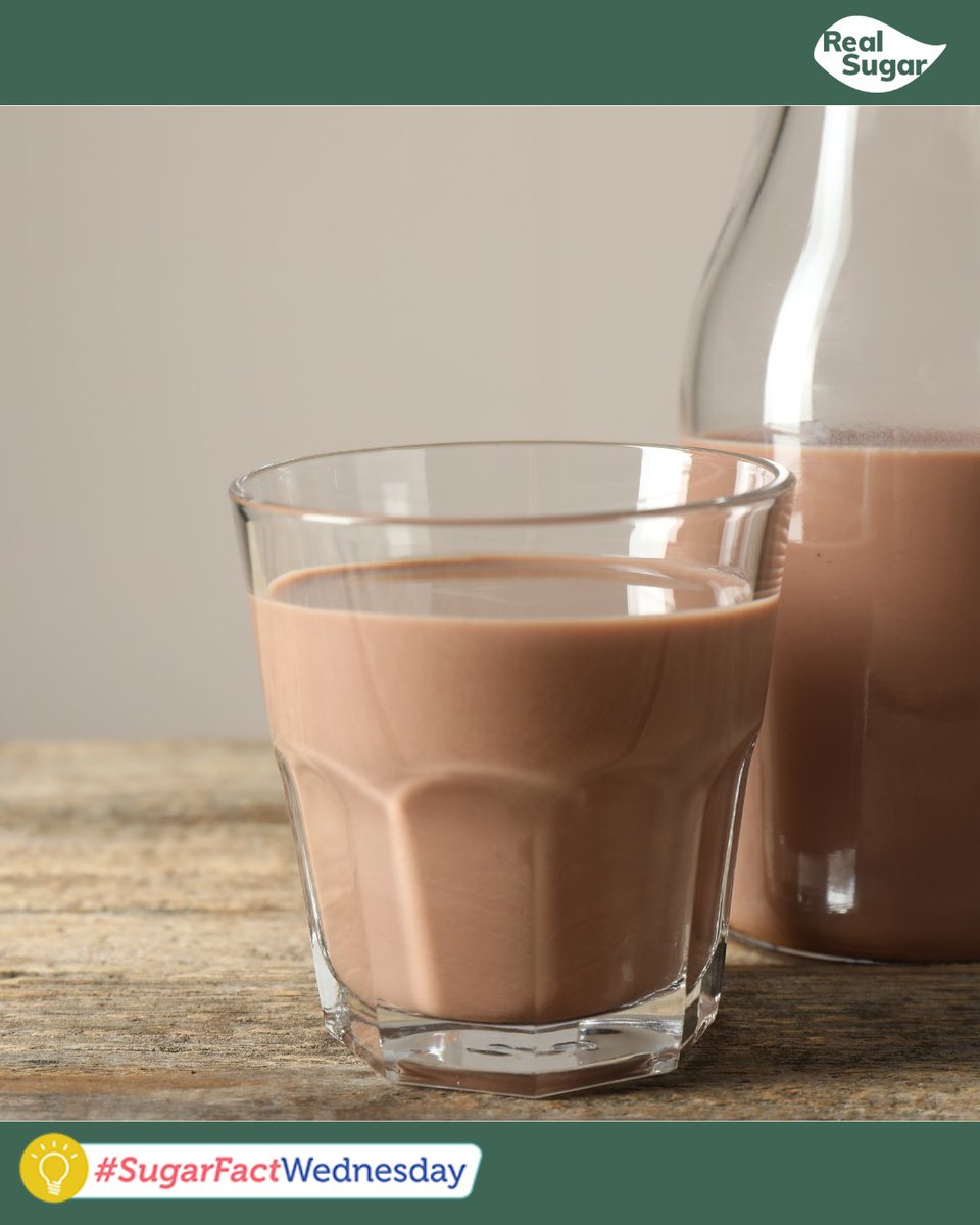 MoreToSugar's tweet photo. #SugarFactWednesday Did you know that a little real sugar in chocolate milk adds thickness to the milk and balances cocoa's bitter flavor? Think of sugar as a helpful partner: it makes it a tasty way for people to get the essential nutrients that milk provides—including protein, calcium, vitamin D, and potassium.

Learn more about sugar's many roles in food: https://t.co/LO4gfWTMvf

#RealSugar #ChocolateMilk #Nutrition #FoodScience
