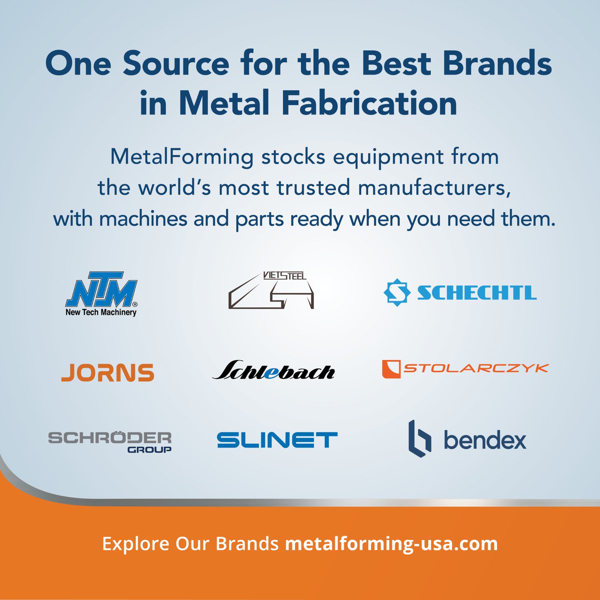 MetalFormingLLC's tweet photo. Architectural and precision fabricators depend on equipment that performs. MetalForming carries the industry's top brands with machines and parts in stock and ready to ship.

@MetalForming LLC Architectural @MetalForming LLC Precision https://t.co/04Q0UEEsht