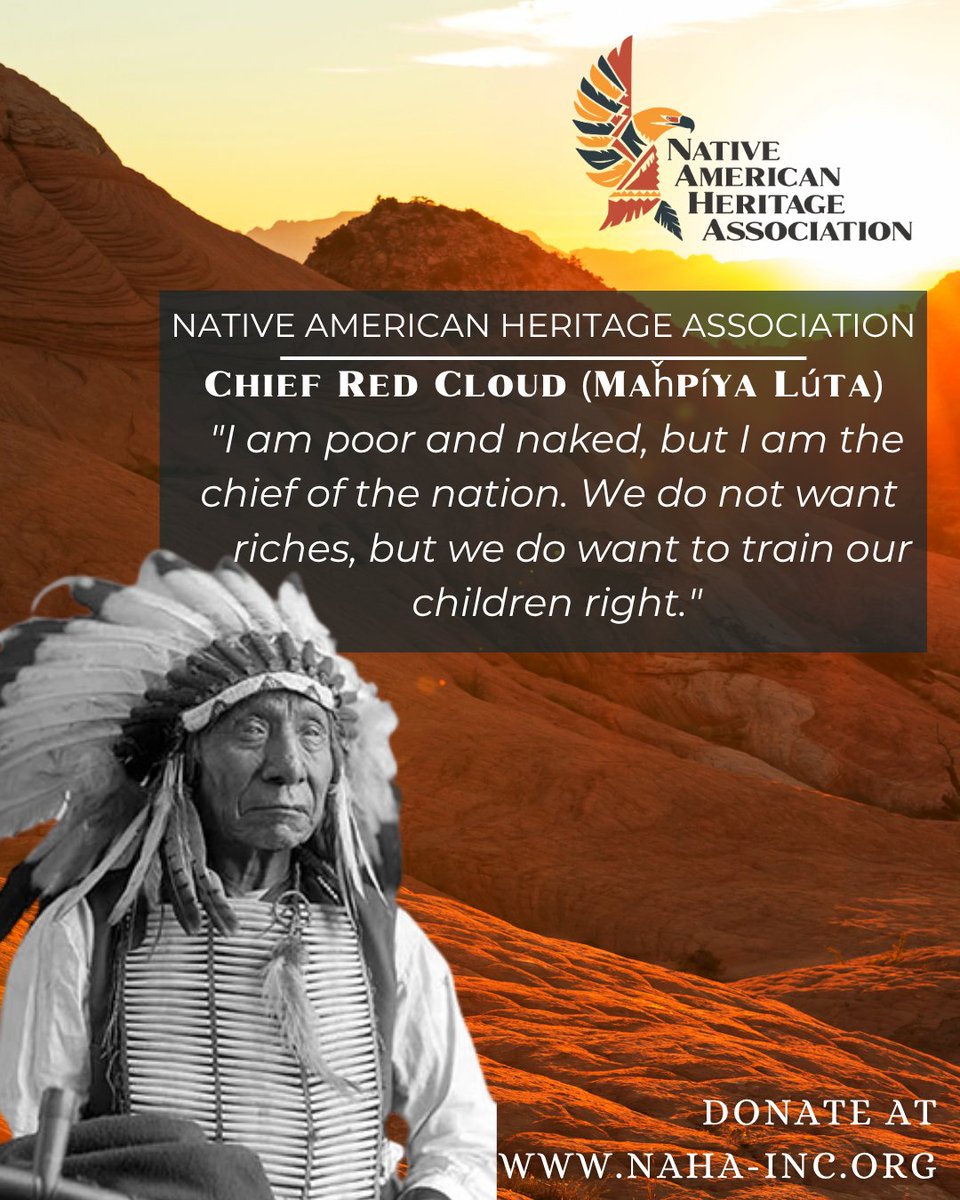 NAHA_Charity's tweet photo. Chief Red Cloud knew that a nation's future depends on its youth. We provide a hand up so families have the stability to look after their own and thrive.

Donate here: https://t.co/Xy4oKVn0eb https://t.co/h5Er3qTEmF