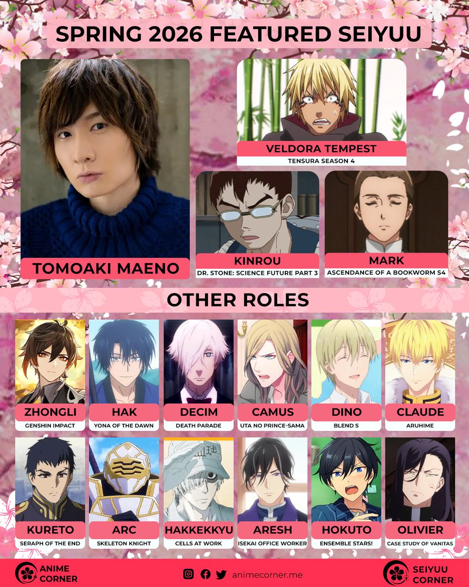 seiyuucorner's tweet photo. 🌸 Daily Spring 2026 Featured Seiyuu: Tomoaki Maeno https://t.co/PqlPb2OgNL