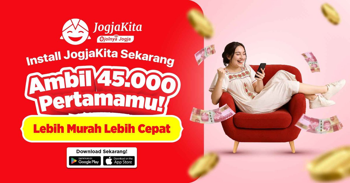 junawae93's tweet photo. *Install JogjaKita langsung dapat Rp 45.000* . Pakai buat ngojek dan pesan makan _*Lebih Murah, Lebih Cepat*_ 
https://t.co/v7neutXOTR https://t.co/AdRjYOzKkg