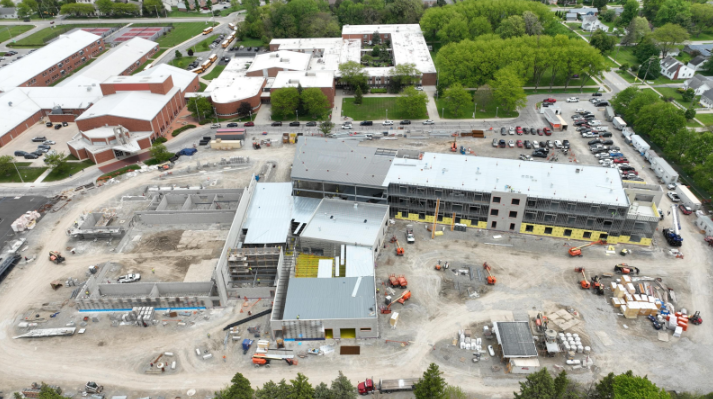 BGSchools's tweet photo. New views of the future BGHS! The construction project continues to make great progress each day. Thank you to @rlgbuilds and all of the contractors and crews working hard to bring this project to life for our students and community! https://t.co/1ukHzFuhpc