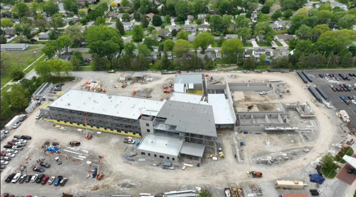 BGSchools's tweet photo. New views of the future BGHS! The construction project continues to make great progress each day. Thank you to @rlgbuilds and all of the contractors and crews working hard to bring this project to life for our students and community! https://t.co/1ukHzFuhpc