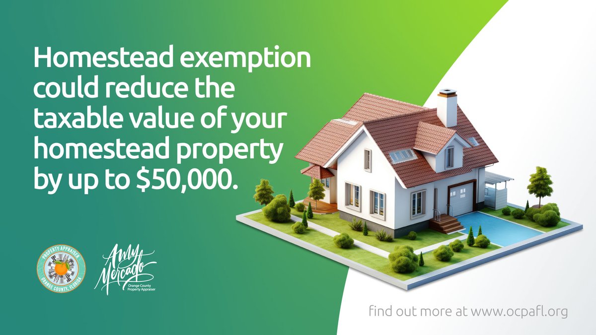 AmyOCPA's tweet photo. Homestead exemption can reduce the assessed value of your home by up to $50,000. If you are a Florida resident and own your home, this can save you hundreds of dollars in property taxes each year. 🏡 https://t.co/9IYm5KalZq