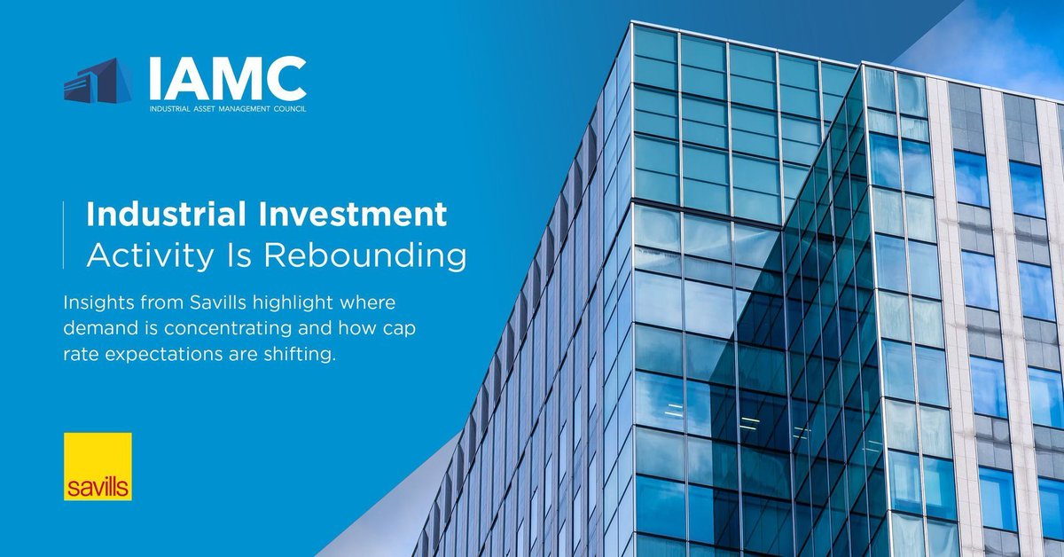 IAMCGroup's tweet photo. Industrial capital markets are showing early signs of recovery.  Savills market commentary explores where investor interest is concentrating. 

https://t.co/5JaDQMP2PD 

#IndustrialRealEstate #Investment #IAMC https://t.co/uiCa59dLb5